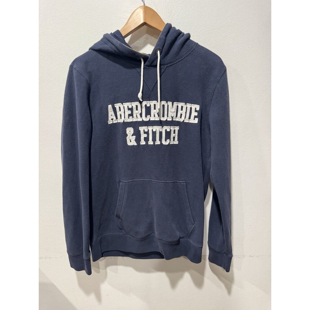 Abercrombie & Fitch Y2K 90s Soft A&F Fleece Lined HoodieBlue Gold Men's Sz S